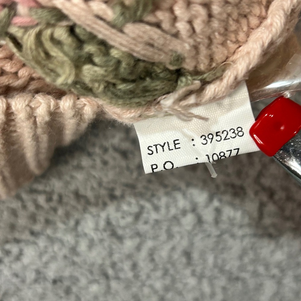 1990s Ashley Cardigan VTG Floral Hand Knit PM Pink Grandmacore Coquette Cottage - Picture 8 of 13